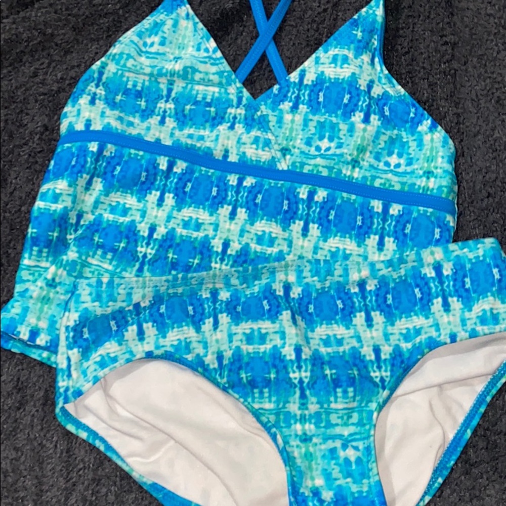 Green and blue tankini set